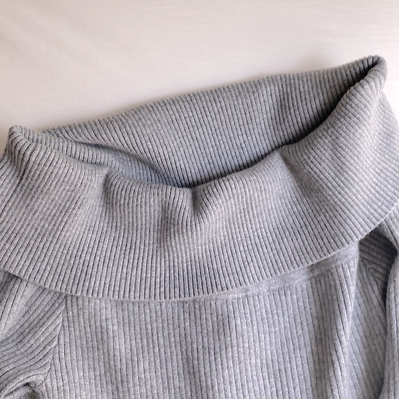 ABERCROMBIE GRAY KNIT OFF SHOULDER MIDI DRESS WINTER HOLIDAY GIFT ROMANTIC  L - Picture 6 of 10